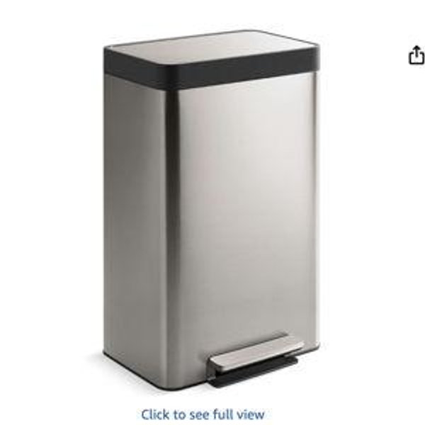 KOHLER 13-Gallon Stainless Steel Step Trash Can, Stainless Steel, Hands-Free Pedal, Quiet-Close Lid, Fingerprint-Resistant, Durable, K-20940-ST