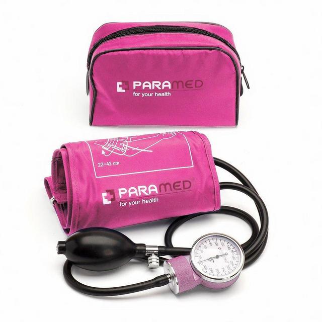 Professional Manual Blood Pressure Cuff – Aneroid Sphygmomanometer with Durable Carrying Case by Paramed – Lifetime Calibration for Accurate Readings – Pink - Stethoscope NOT Included