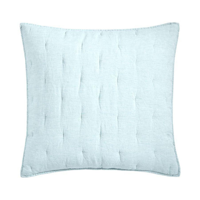 Belgian Flax Linen Tufted Quilted Shams, Sea Breeze, Euro, Set of 2