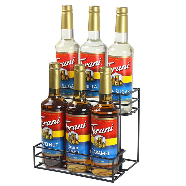 DEVIER Coffee Syrup Organizer(6 Bottle Capacity),Coffee Syrup Rack for Coffee Bar,Kitchen.Small Wine Rack for Bar,Family,Storage for Syrup, Wine, Dressing