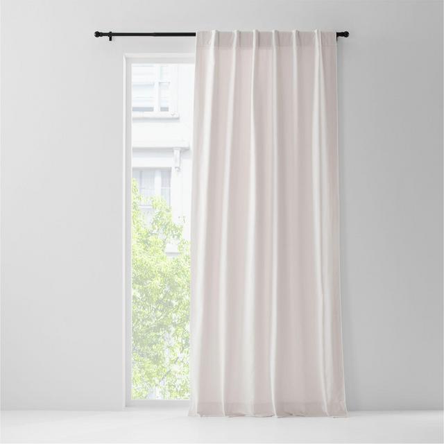Ivory Cotton Velvet Blend Window Curtain Panel with Lining 48"x84"