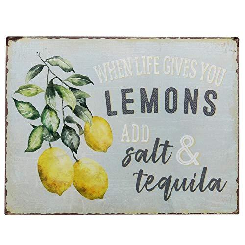 Barnyard Designs When Life Gives You Lemons Add Salt & Tequila Funny Retro Vintage Tin Bar Sign Country Home Decor 13” x 10”