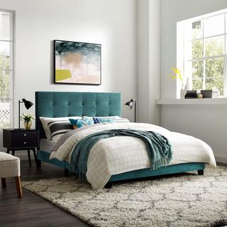 Melanie Tufted Button Upholstered Velvet Platform Bed