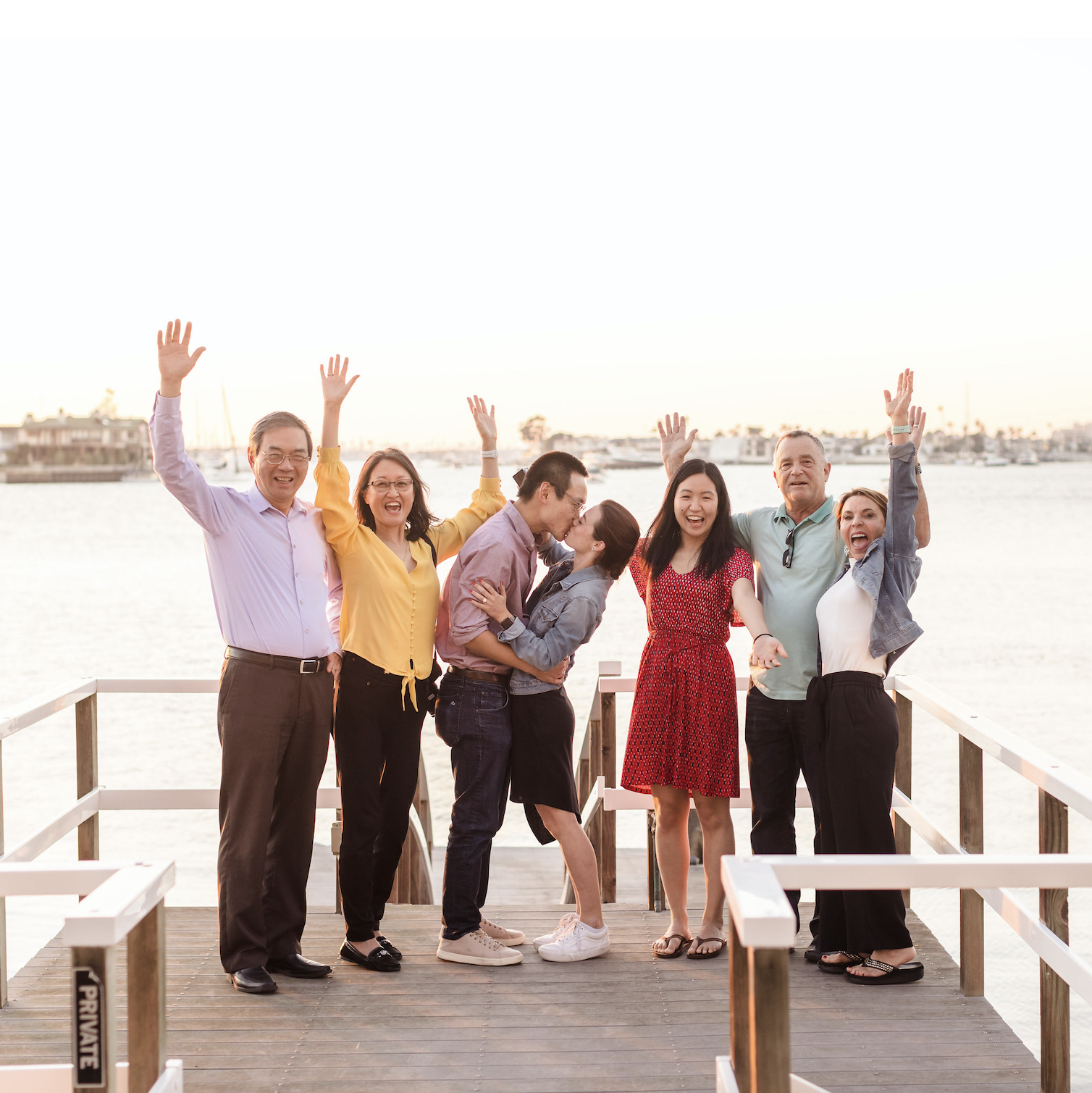 Family celebrating moments after Colin proposed. (Fall 2021)