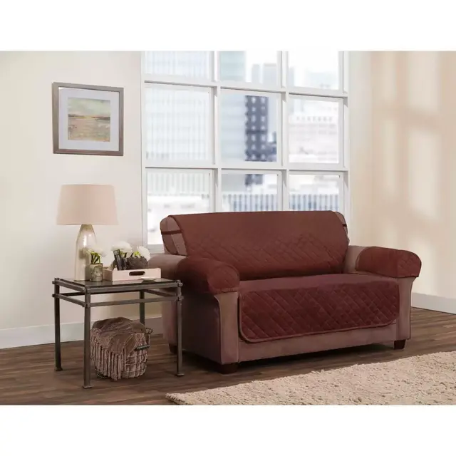 Zenna Home Smart Fit Plush 3-Piece Waterproof Loveseat Cover in Garnet