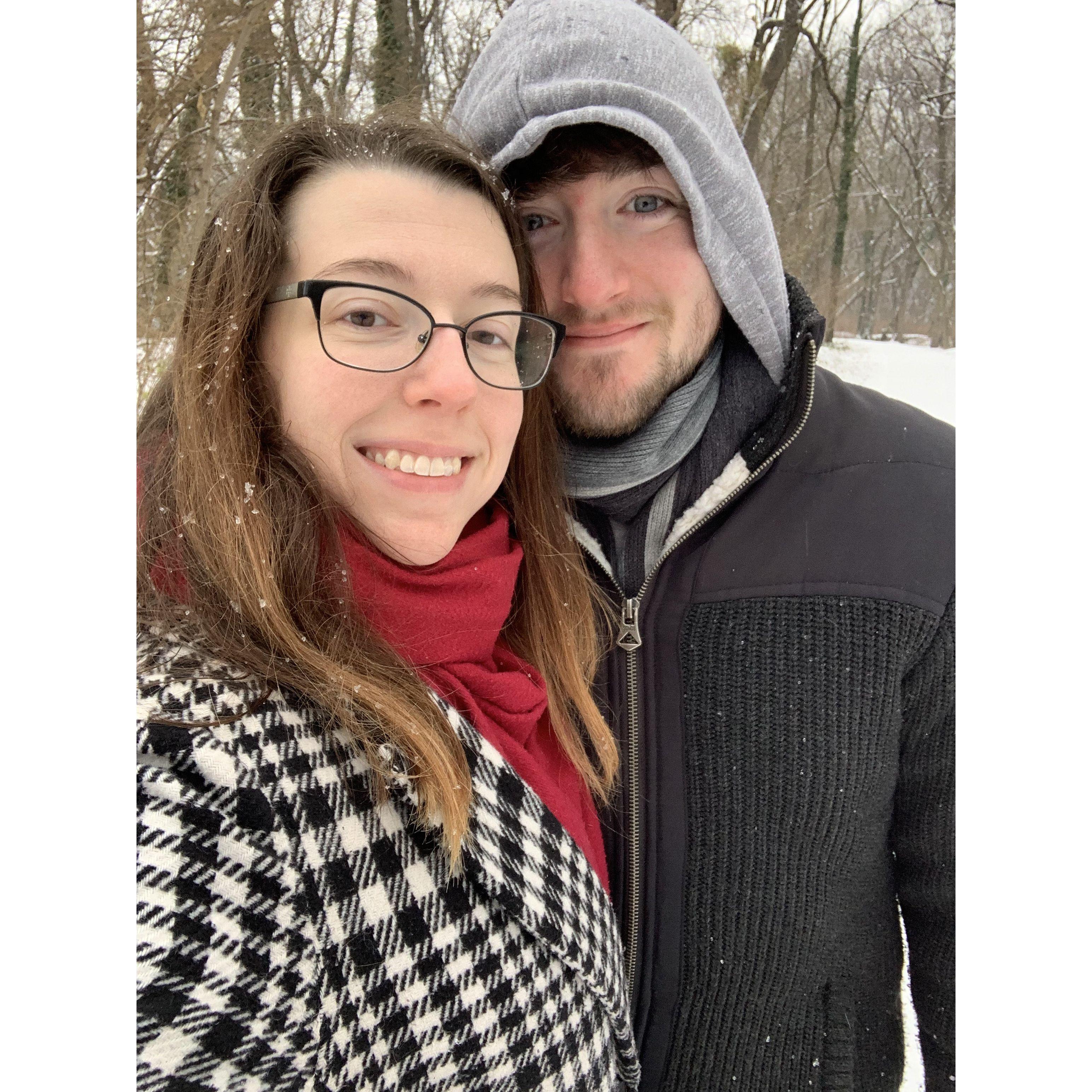 Jason's first US snowfall!