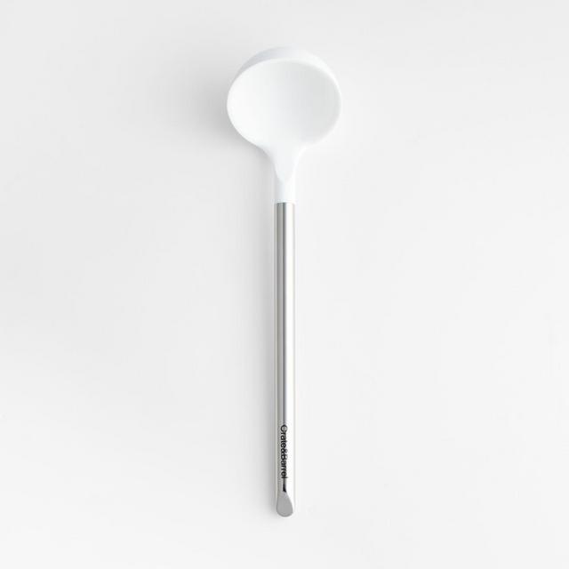 Crate & Barrel White Silicone and Stainless Steel Ladle