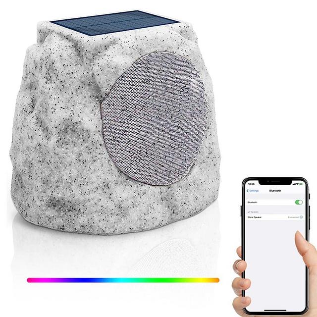NiceBuy Rock Speakers Outdoor Waterproof Solar Bluetooth Speaker Light Wireless with TWS Pair Function&RGB Colors,Support Solar Powered&Dc Charge for Garden Deck Patio Yard BBQ