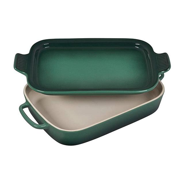 Le Creuset Stoneware Rectangular Dish with Platter Lid, 2-3/4-Quart, Artichaut