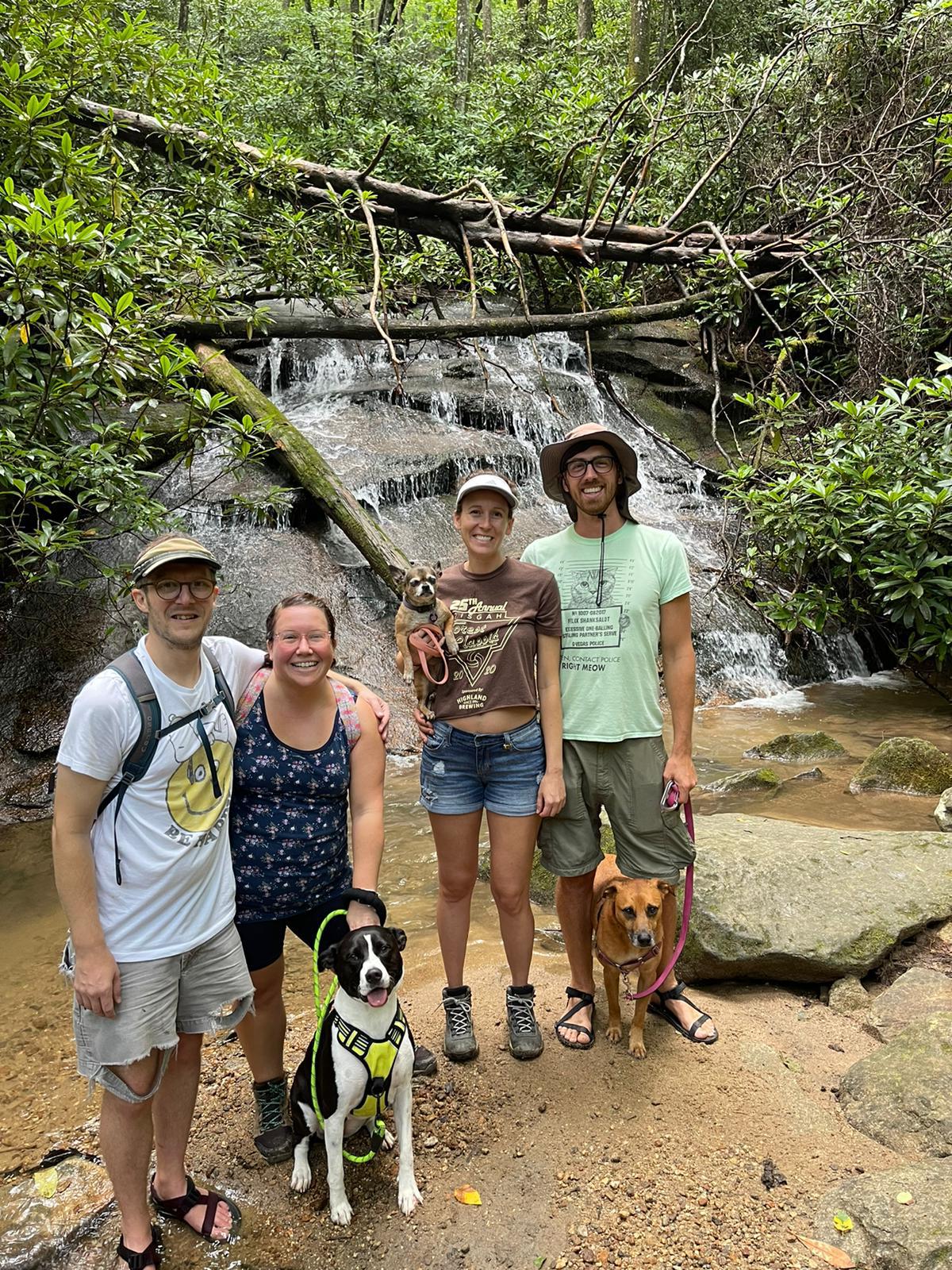Hiking with good friends Hunter and Deanna and our doggies!