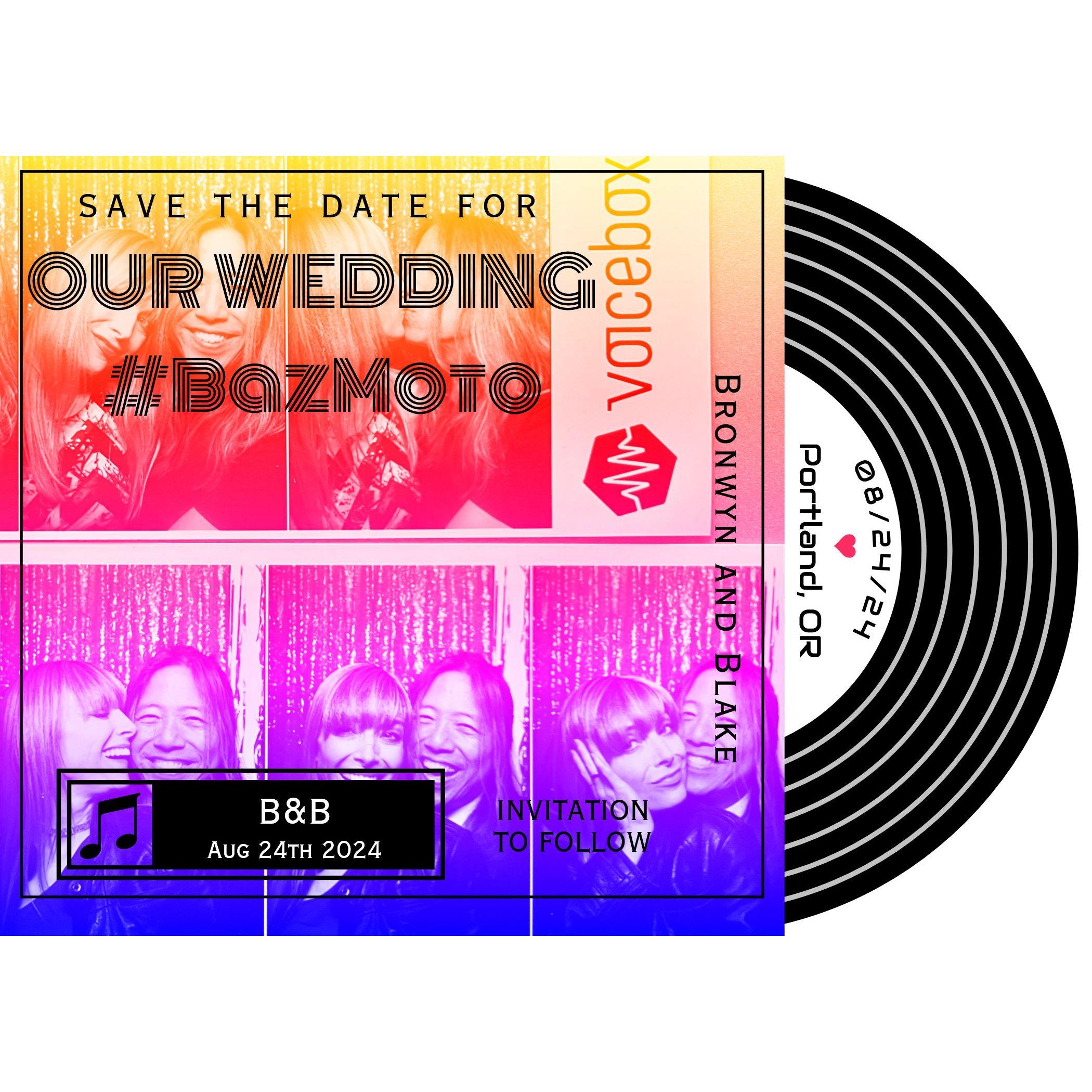 Our "Save-the-Date"...rock 'n' roll style (front).