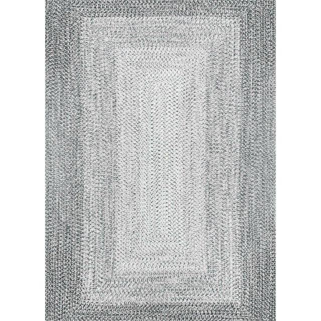 Michaela Geometric Braided Light Gray Indoor / Outdoor Area Rug