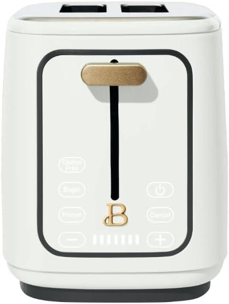 Drew Barrymore White Icing 2 Slice Toaster with Touch-Activated Display