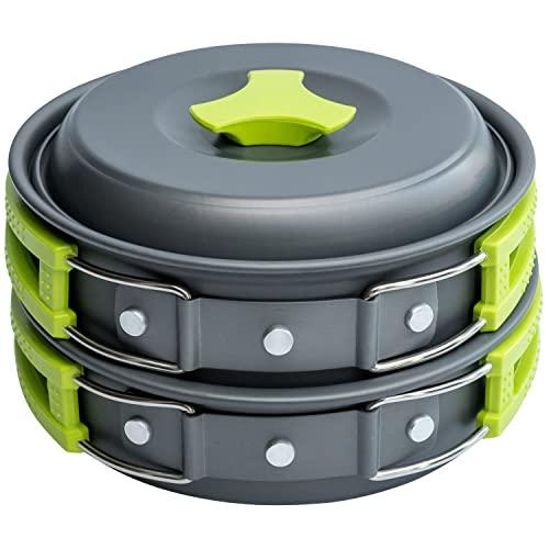MalloMe Camping Cookware Mess Kit Gear – Camp Accessories Equipment Pots and Pans Set…