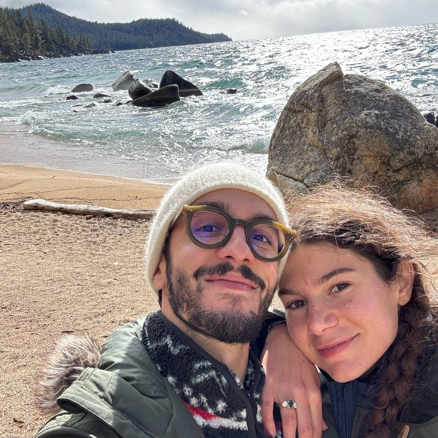 When we got engaged at Lake Tahoe!
