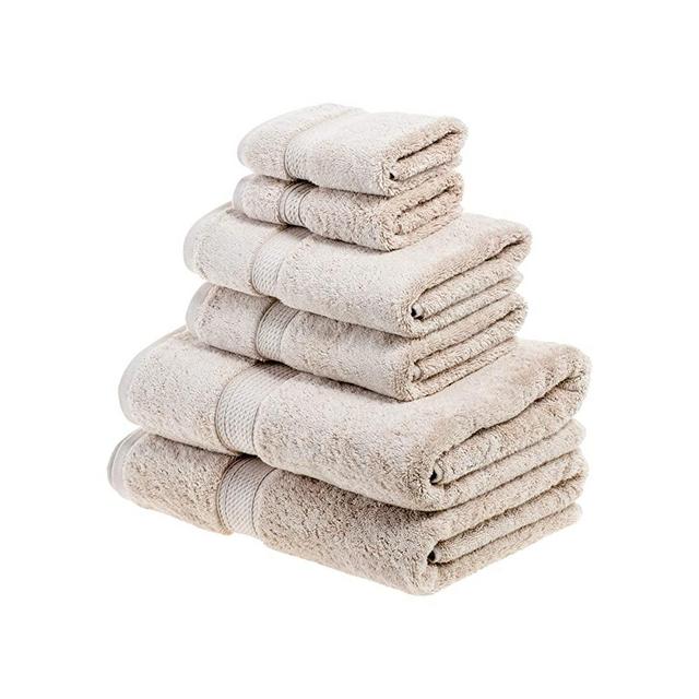 SUPERIOR Egyptian Cotton Solid Towel Set, 6PC, Stone