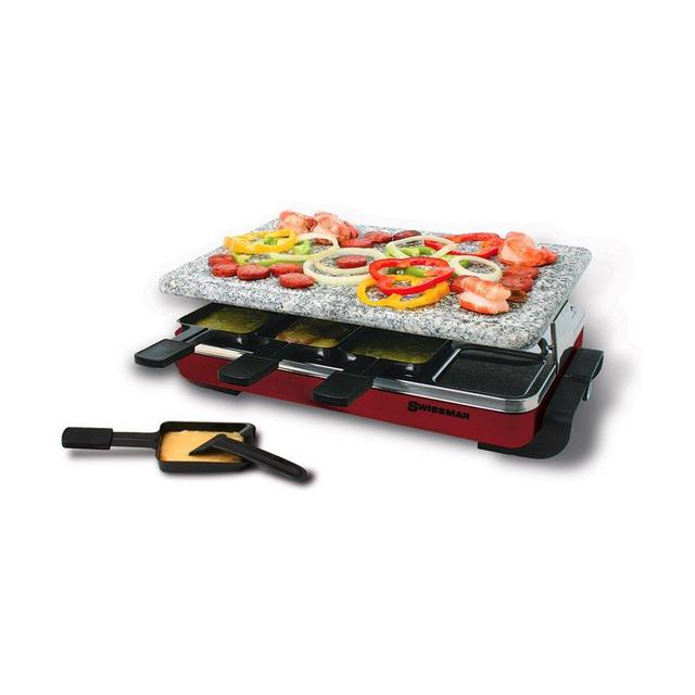 Swissmar KF-77045 Classic 8 Person Raclette with Granite Stone Grill Top, Red