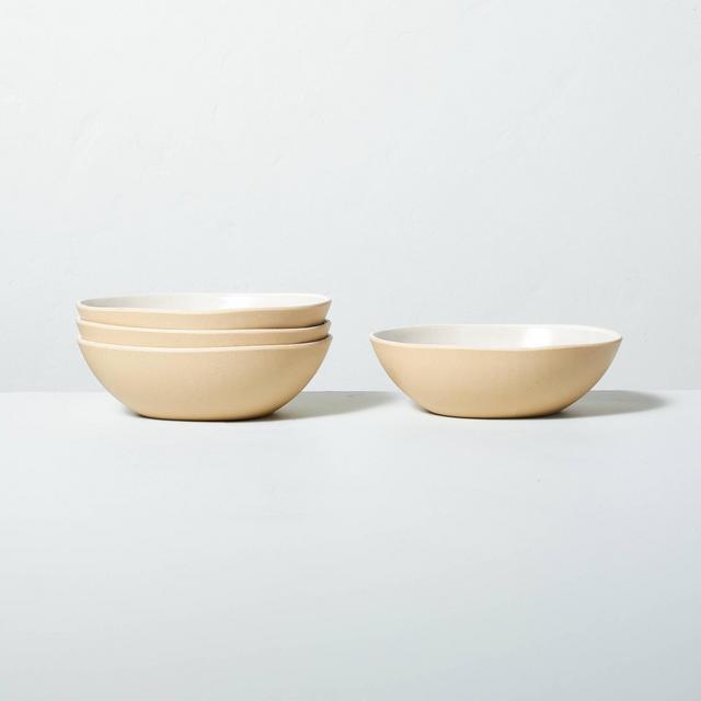 4pk Tonal Bamboo-Melamine Bowl Set Natural/Cream - Hearth & Hand™ with Magnolia