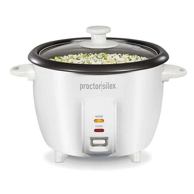 Proctor Silex Rice Cooker & Food Steamer, 10 Cups Cooked (5 Uncooked), White (37533NR)