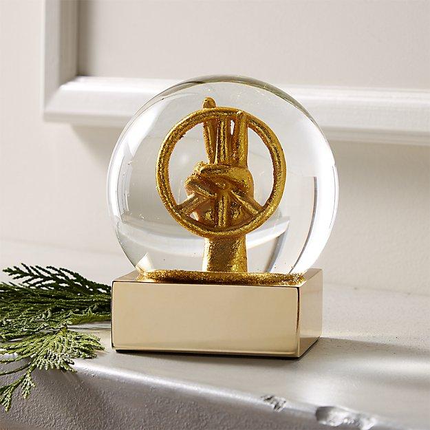 Peace Sign Gold Snowglobe
