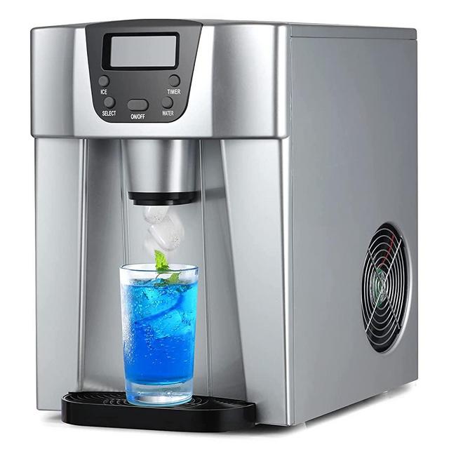 COOLLIFE Compact Countertop Ice Maker Machine with Water Dispenser,Produces 36 lbs Ice in 24 Hours, LED Display (1, 12)