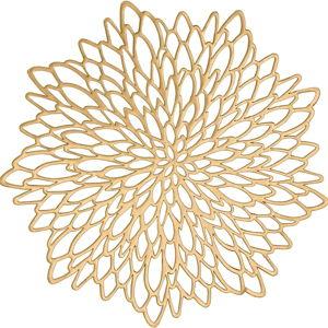 Placemats 15 inch Pressed Vinyl Round Table Mates for Dining Table Set of 6, Washable and Wipeable Kitchen Place Mat for Holiday Wedding Dinner Table Decoration Mat (Gold A)