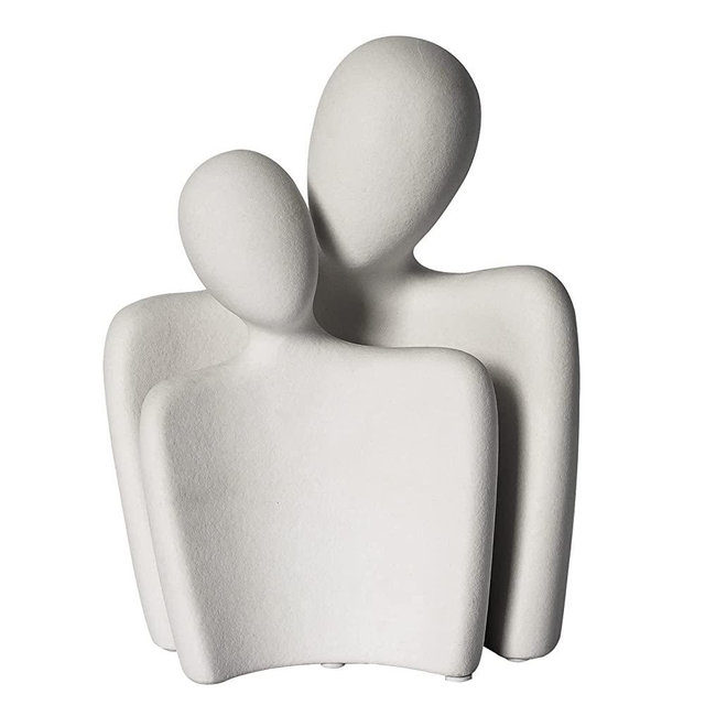 WANCHIY Modern Home Decor Lover Statues- 10'' Porcelain Sculptures for Shelf and Table Decor, Affectionate Couple Art Ceramic Sculpture- Romantic Figurine for Home, Bedroom, Livingroom, Office Decor