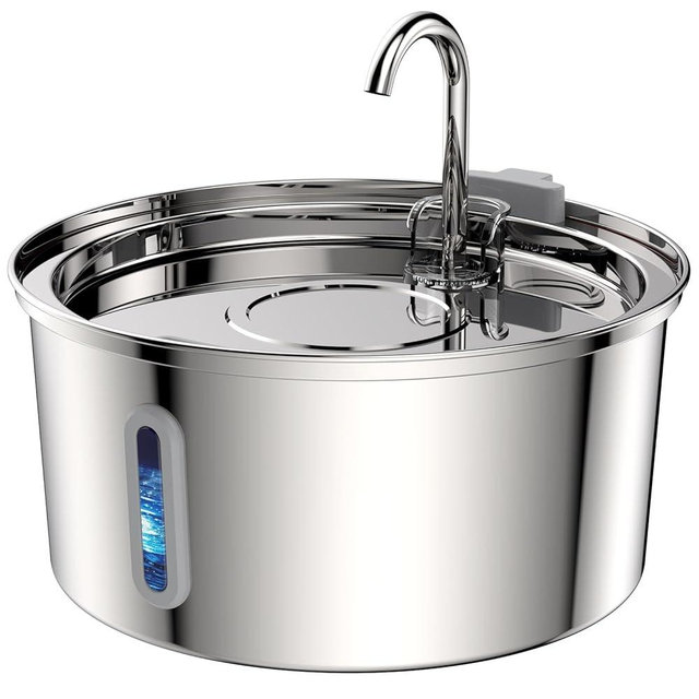 Tomxcute Cat Water Fountain,Stainless Steel Cat Fountain 3.2L/108oz Automatic Pet Fountain with Water Levels Window,Ultra-Quiet Pump and 3 Replacement Filters & for Multiple Pets