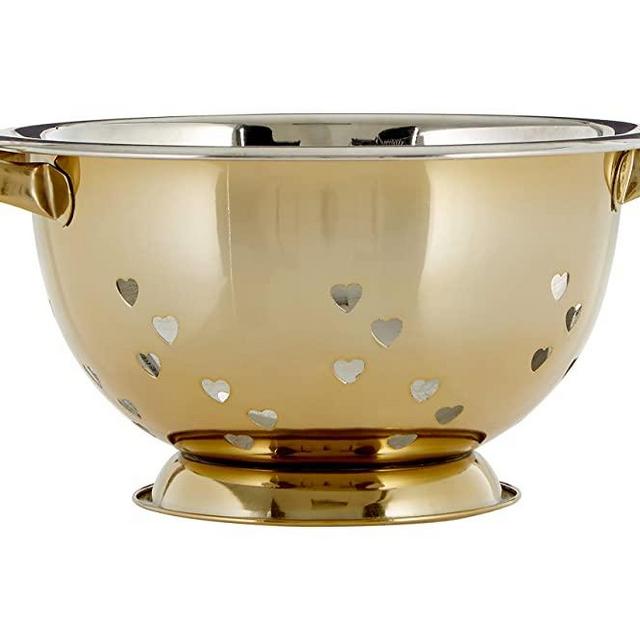 Premier Housewares Colander with Hearts Design, Gold, 24 x 24 x 13 cm