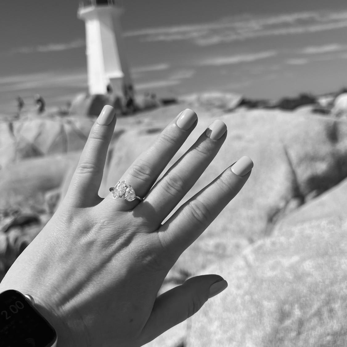 Right after we got engaged at Peggy's Cove. Monique had no idea and was super surprised.
