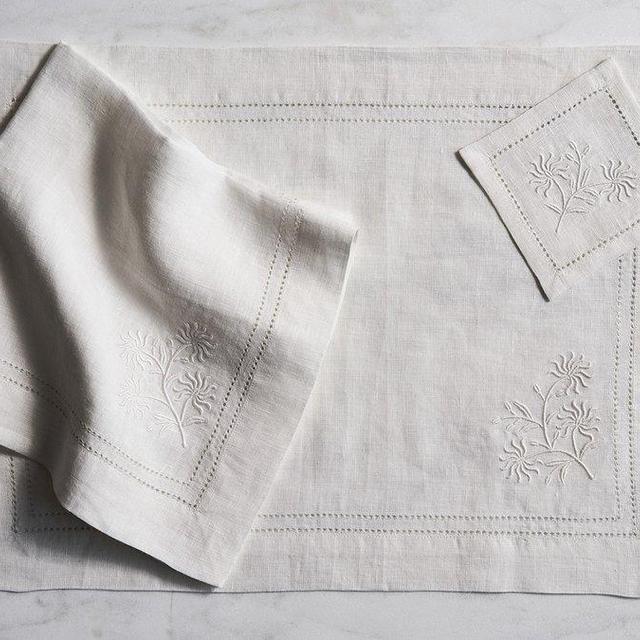 RW Guild Passiflora Embroidered Linen Placemat