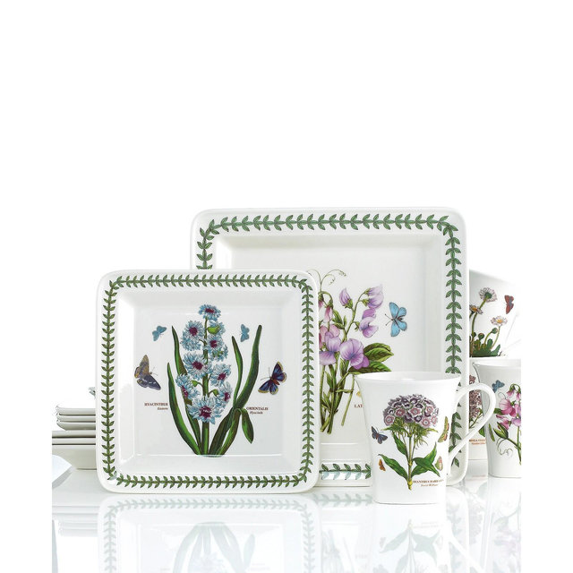 Portmeirion Botanic Garden Square 12 Pc. Dinnerware Set, Service for 4