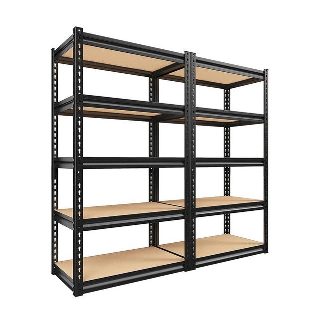 REIBII Garage Shelving Heavy Duty Storage Shelves 1550 LBS,5-Tier Garage Shelves Metal Shelving for Garage Storage Shelves Adjustable Heavy Duty Storage Shelving Unit for Pantry Warehouse Basement 2PC