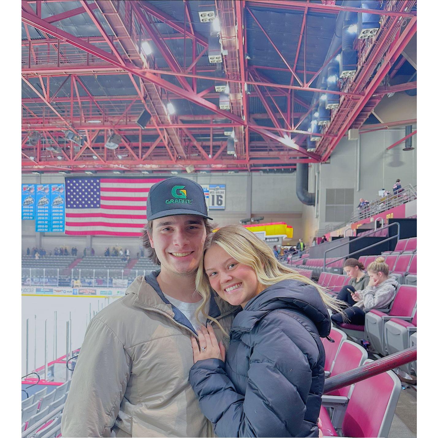 We LOVE watching hockey together! Bryn's first time at the Sullivan Arena.