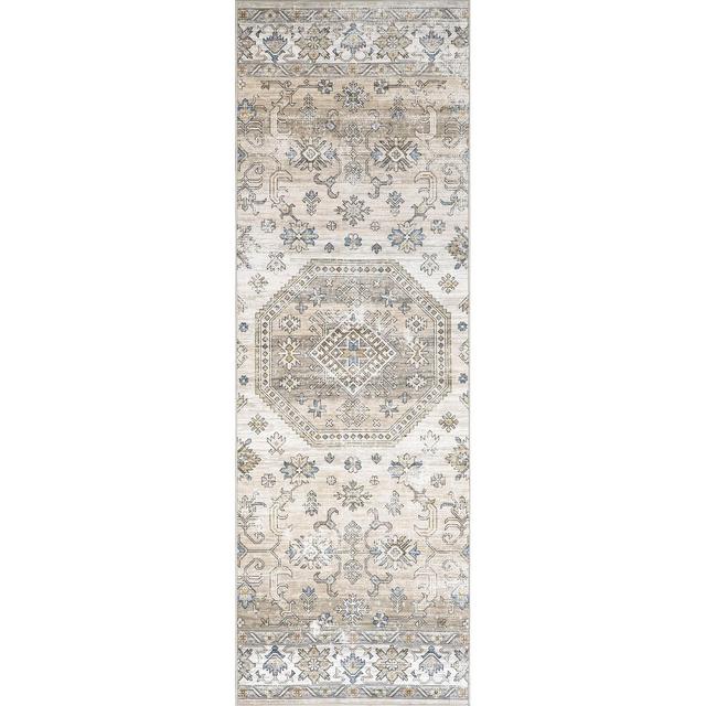 nuLOOM Darby Spill Proof Machine Washable Runner Kitchen Rug - 2' 6" x 6', Ivory