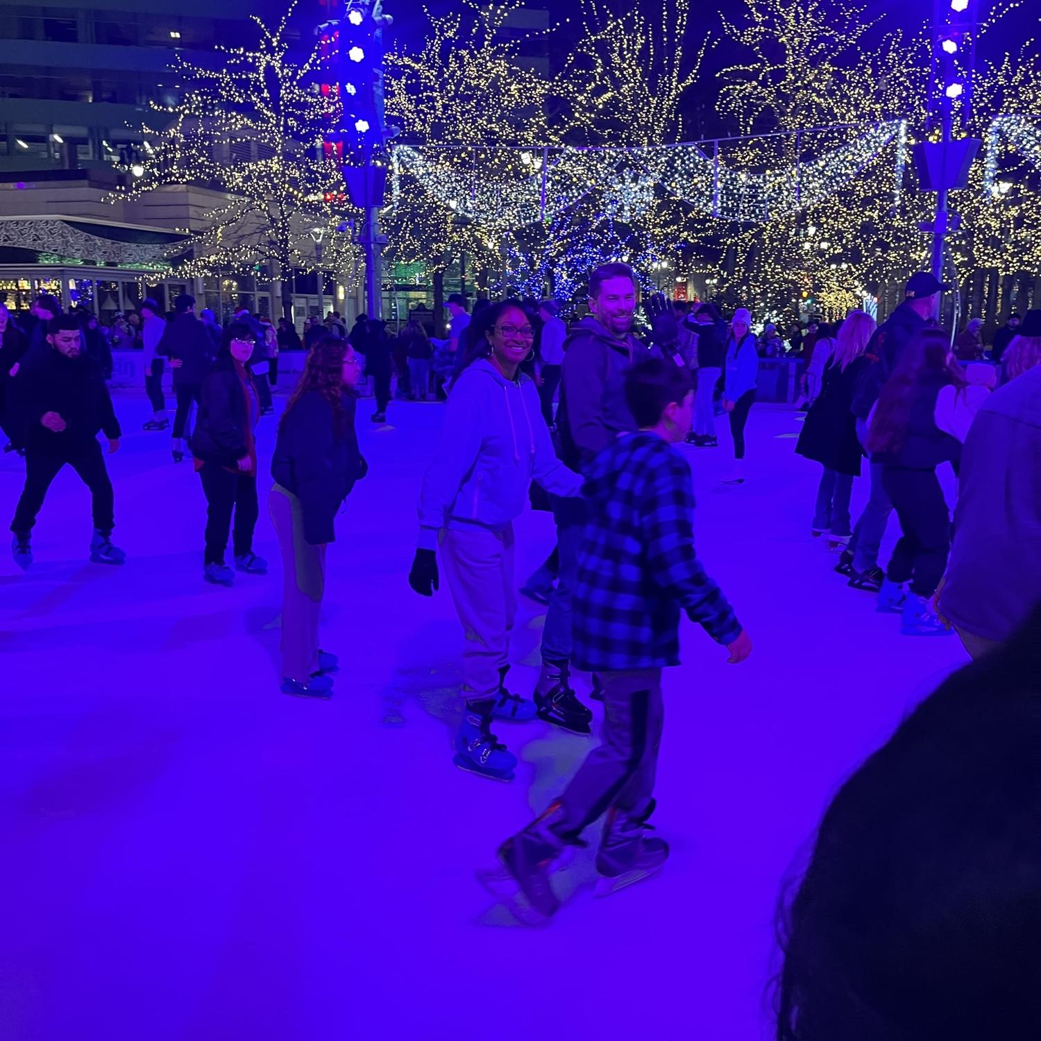 We went ice skating at Campus Martius Park in Detroit, and we managed to stay on our feet the whole time!