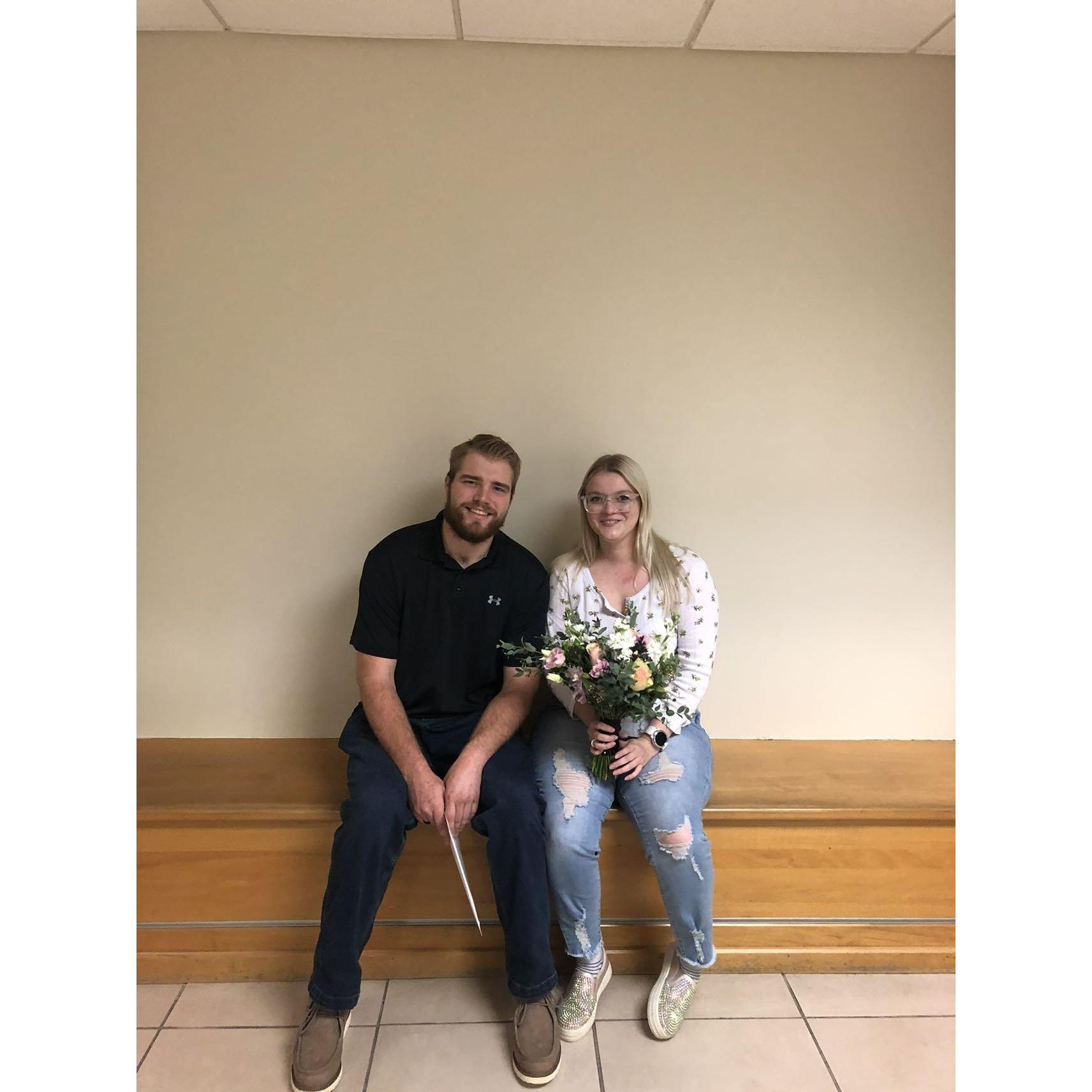 We eloped at the courthouse in West Virginia on December 13th 2022. True love just couldn't wait and we said "I do!" Look how cute we are