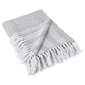 Herringbone Stripe Throw Blanket in Grey