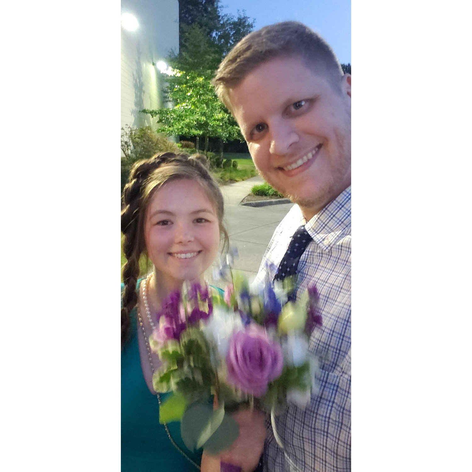Amanda caught the bouquet at her cousin Brian's wedding, August 2019