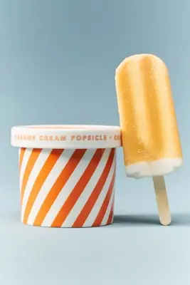 Gourmand Orange Cream Popsicle Ceramic Ice Cream Pint Candle