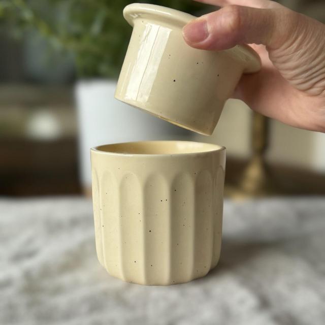 Cream Fluted French Butter Keeper, French Butter crock, Butter Dish, French Butter Crock, Butter Bell, Kitchen storage, Best Gifts for Chefs