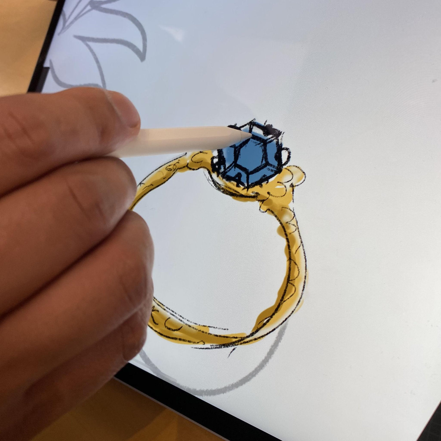 Years ago I asked what kind of ring Christopher would propose with, he drew me this.