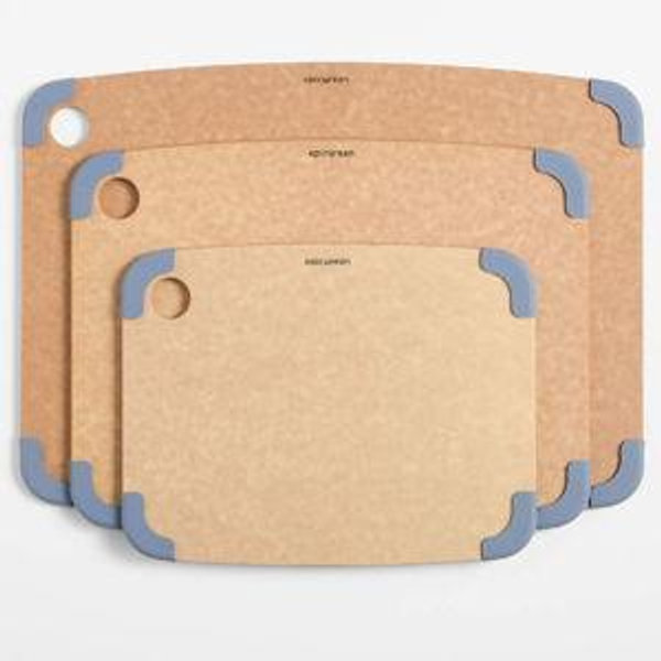 Epicurean Natural and Blue Non-Slip Paper Composite Cutting Board, Set of 3