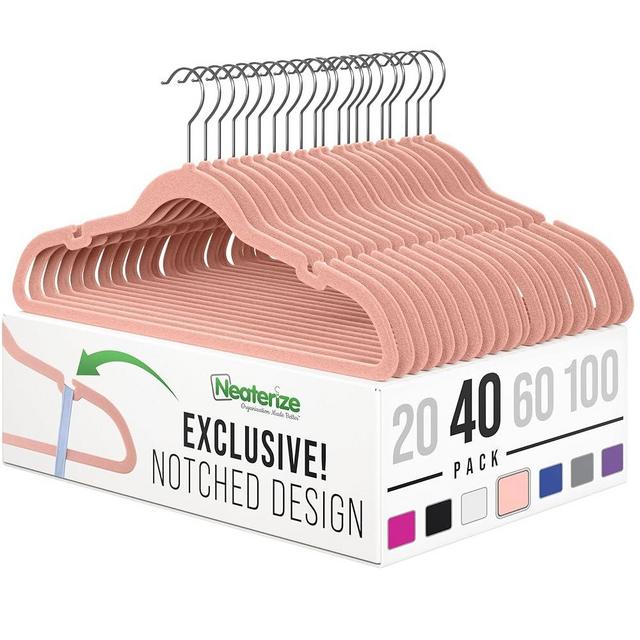 Velvet Hangers 40 Pack Blush – Heavy Duty Clothes Hangers Space Saving - Non Slip Felt Hangers for Closet - Perchas Ganchos para Colgar Ropa Hangars