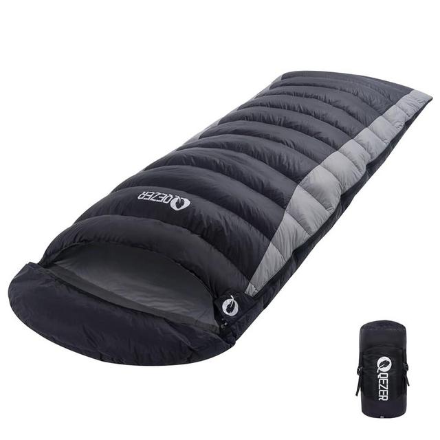 QEZER Down Sleeping Bag for Adults 600 Fill Power Down Sleeping Bag Cold Weather Ultralight Sleeping Bag with Compression Sack for Backpacking, Camping, Hiking