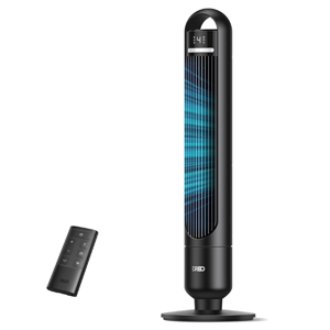 DREO Tower Fan for Bedroom, 90° Oscillating Standing Fans for Room with 4 Speeds, 3 Modes, 28dB Quiet for Sleep, 26ft/s Velocity, 8H Timer, Remote, Living Room, Office, Home, Black