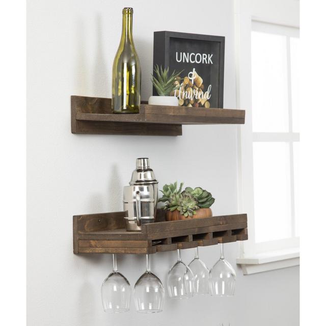 Bernon solid wood wall online mounted wine glass rack