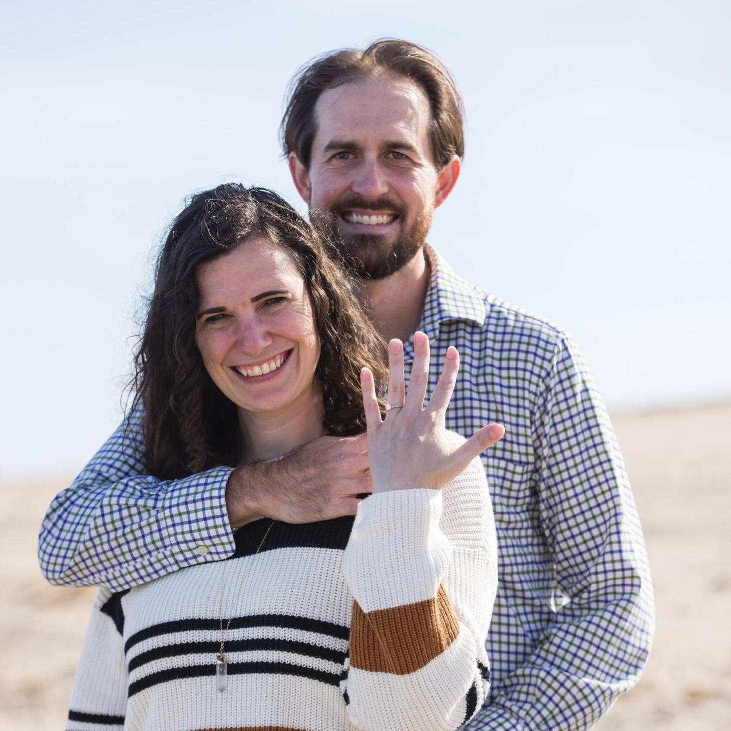 After Jonathan proposed at Race Point Beach in Provincetown, MA - October 12, 2021 (the best day of our lives thus far!)