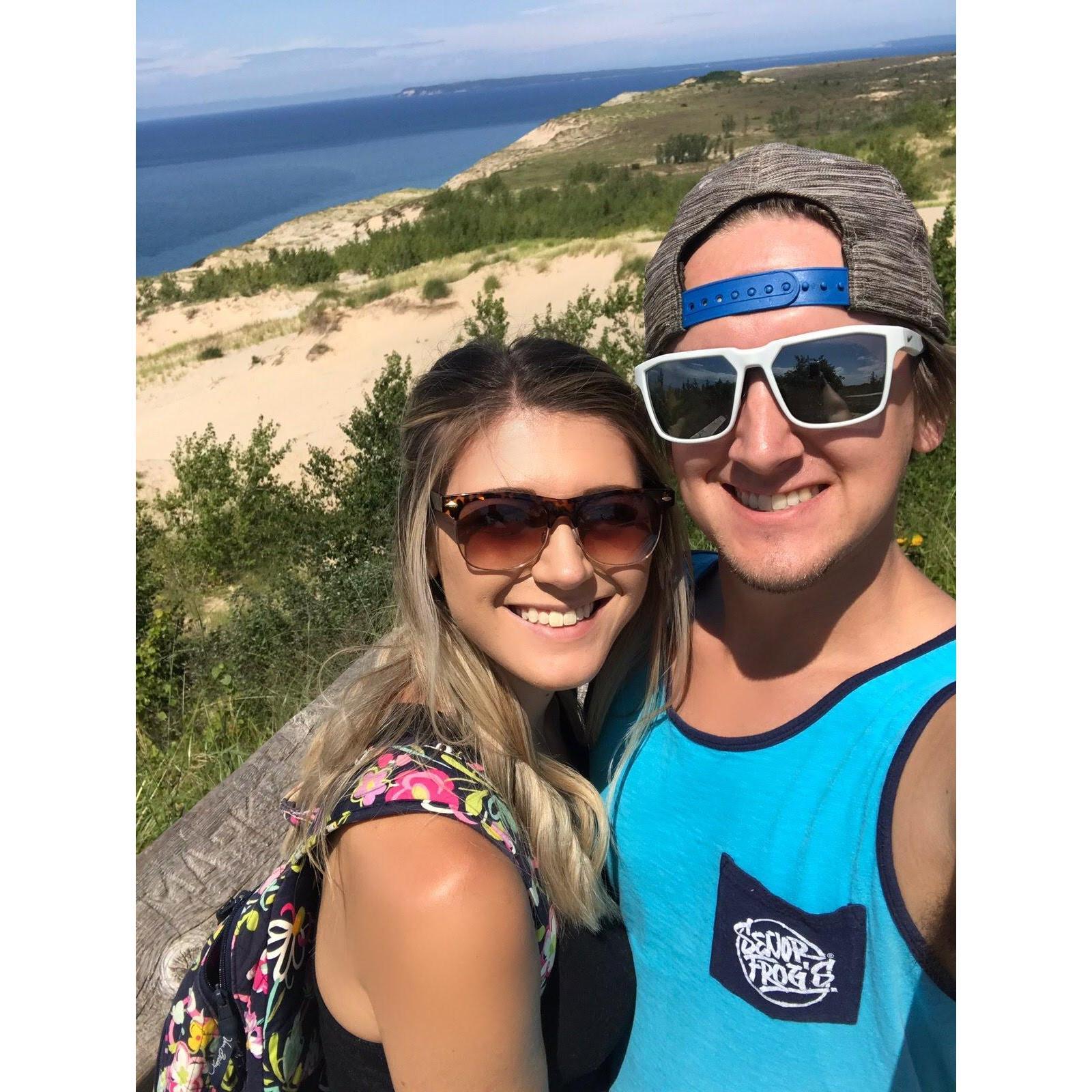 On our vacation to Traverse City, visiting the Sleeping Bear Dunes.