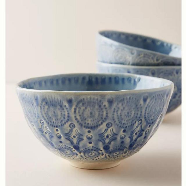 Anthropologie Old Havana Cereal Bowls, Set of 4 (Iris Blue)